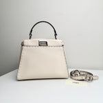 将图片加载到图库查看器，White handbag with matching belt on a light gray background
