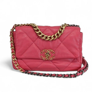 Chanel 19 Small Dark Pink Lambskin Mixed Hardware