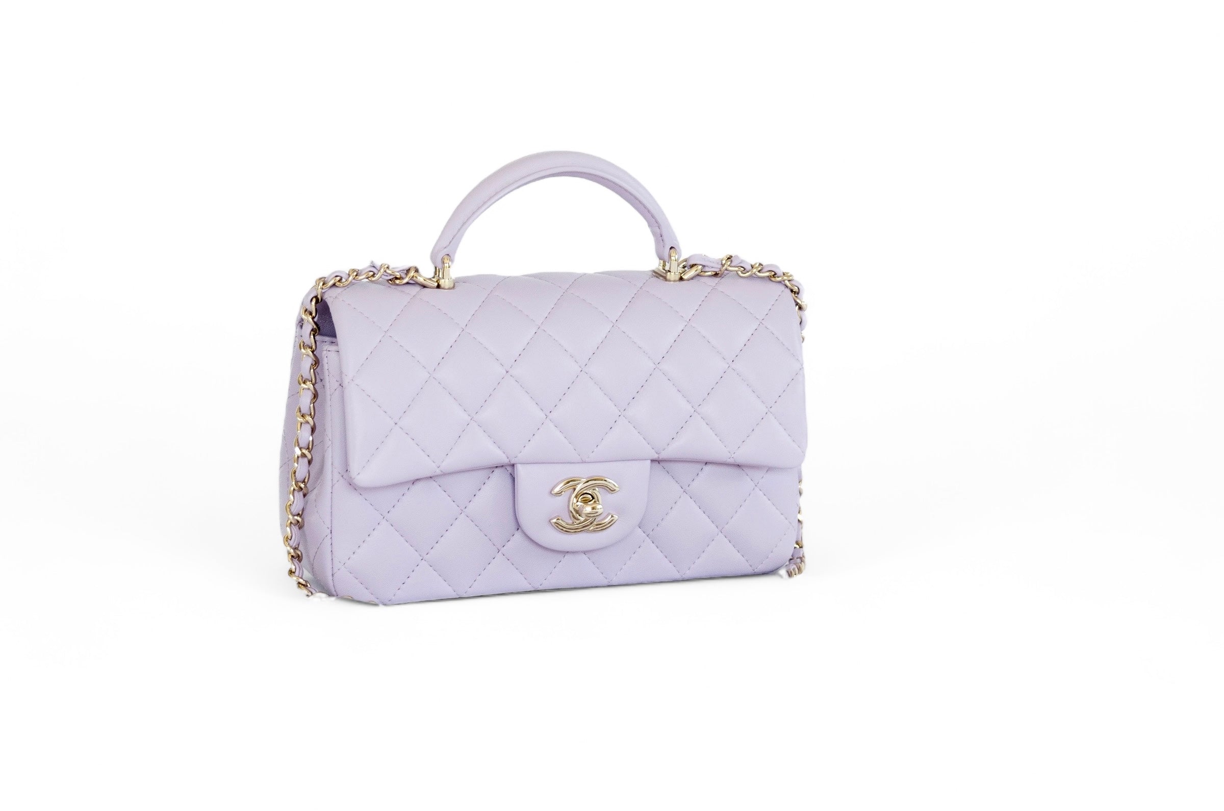 Chanel 21K Lilac Mini Top Handle Light Gold-tone Hardware