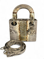 Load image into Gallery viewer, Christian Dior Lady Dior Mini Gold Exotic Leather Gold-tone Hardware
