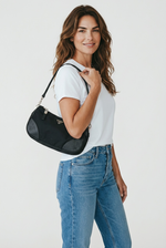 Load image into Gallery viewer, Prada Tessuto Leather and Nylon Baguette - Black, Silver-tone Hardware
