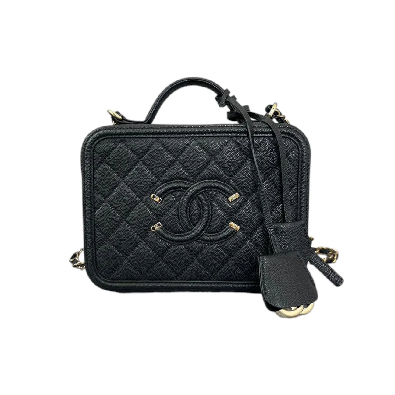 Chanel Caviar Quilted Medium CC Filigree Vanity Case Black GHW