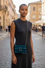 Load image into Gallery viewer, Gucci Dionysus Super Mini Peacock Velvet Crystal Embellished and Silver-tone Hardware
