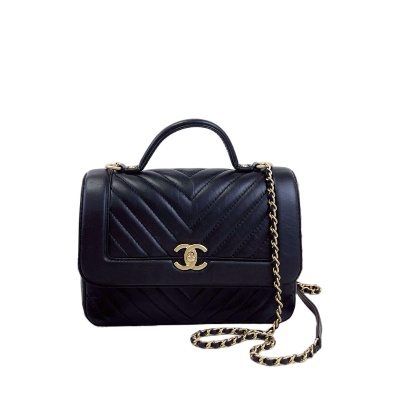 Chanel Chevron Top Handle Bag