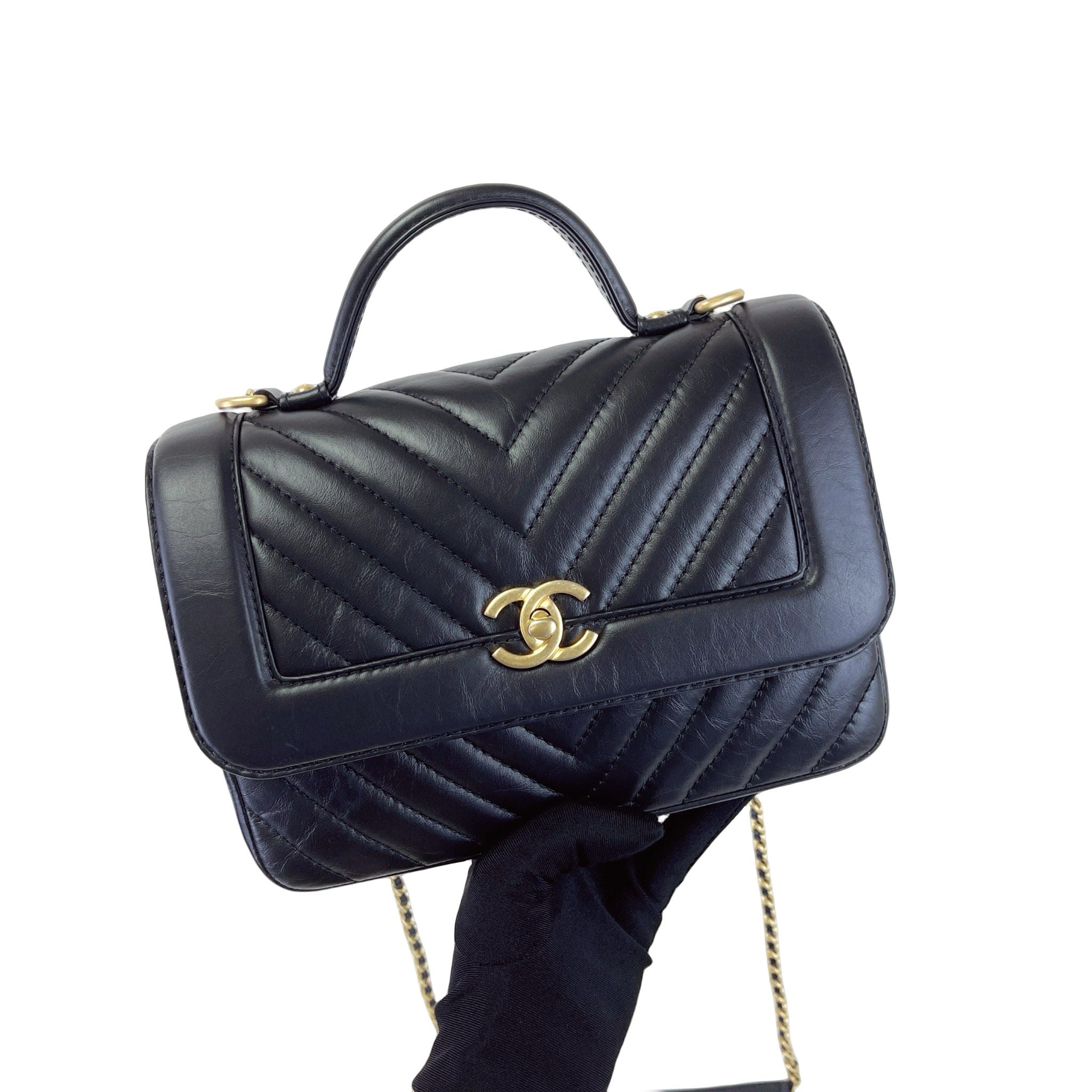 Chanel Chevron Top Handle Bag