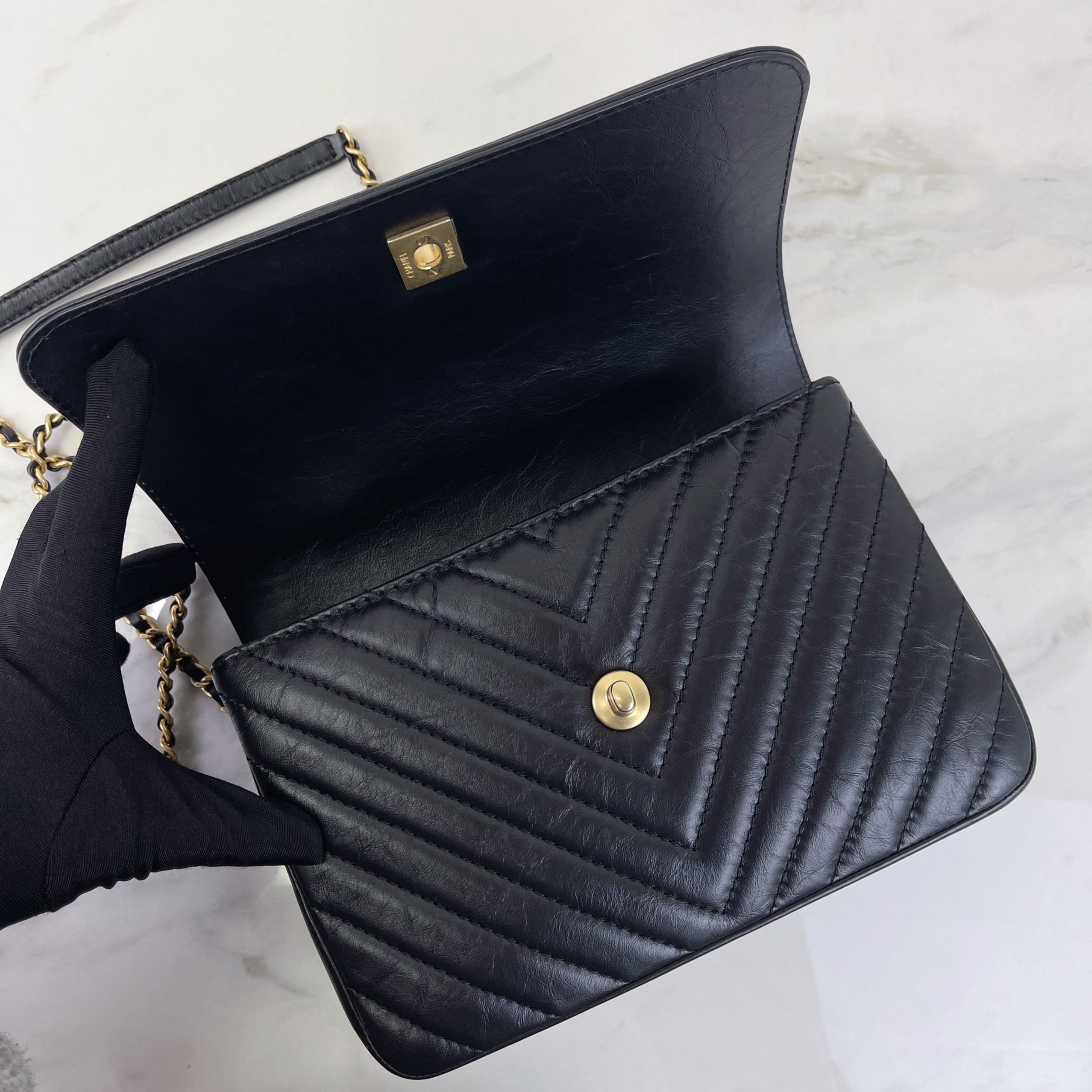 Chanel Chevron Top Handle Bag