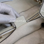 将图片加载到图库查看器，GUCCI Soho Chain Large Shoulder Pebbled Calfskin Off-White GHW
