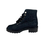 Load image into Gallery viewer, Chanel CC Combat Short Boots Tweed Grosgrain
