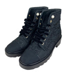 将图片加载到图库查看器，Chanel CC Combat Short Boots Tweed Grosgrain
