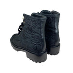 Load image into Gallery viewer, Chanel CC Combat Short Boots Tweed Grosgrain
