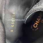 Load image into Gallery viewer, Chanel CC Combat Short Boots Tweed Grosgrain
