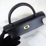 Load image into Gallery viewer, Hermes Kelly 28 Sellier Vintage Black Box Leather 24kt Gold-Plated Hardware
