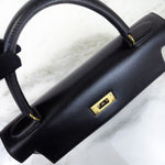 Load image into Gallery viewer, Hermes Kelly 28 Sellier Vintage Black Box Leather 24kt Gold-Plated Hardware
