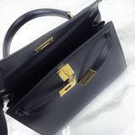 Load image into Gallery viewer, Hermes Kelly 28 Sellier Vintage Black Box Leather 24kt Gold-Plated Hardware
