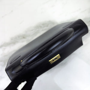 Hermes Kelly 28 Sellier Vintage Black Box Leather 24kt Gold-Plated Hardware