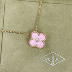 Charger l&#39;image dans la galerie, Van Cleef and Arpels VCA Vintage Alhambra Holiday Pendant, Diamond, Pink Sevres, 18kt Gold
