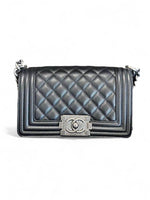 Load image into Gallery viewer, Chanel Leboy Small Quilted Black Caviar / Grained Calfskin, Ruthenium Hardware
