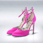 将图片加载到图库查看器，Gucci Satin Daisy Ankle Strap d&#39;Orsay 105 Pumps 36 Fuchsia
