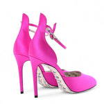 Load image into Gallery viewer, Gucci Satin Daisy Ankle Strap d&#39;Orsay 105 Pumps 36 Fuchsia
