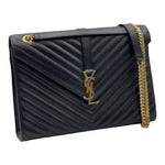 Load image into Gallery viewer, Saint Laurent Envelope Bag Grain de Poudre Chevron Quilted Large YSL
