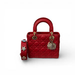 Load image into Gallery viewer, Christian Dior Lady Dior Lucky Badges Small - Red Lambskin Gold-tone Hardware
