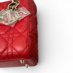 Load image into Gallery viewer, Christian Dior Lady Dior Lucky Badges Small - Red Lambskin Gold-tone Hardware

