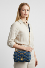 Load image into Gallery viewer, Louis Vuitton LV GO-14 Shoulder Bag, Blue Quilted Denim Gold-tone Hardware
