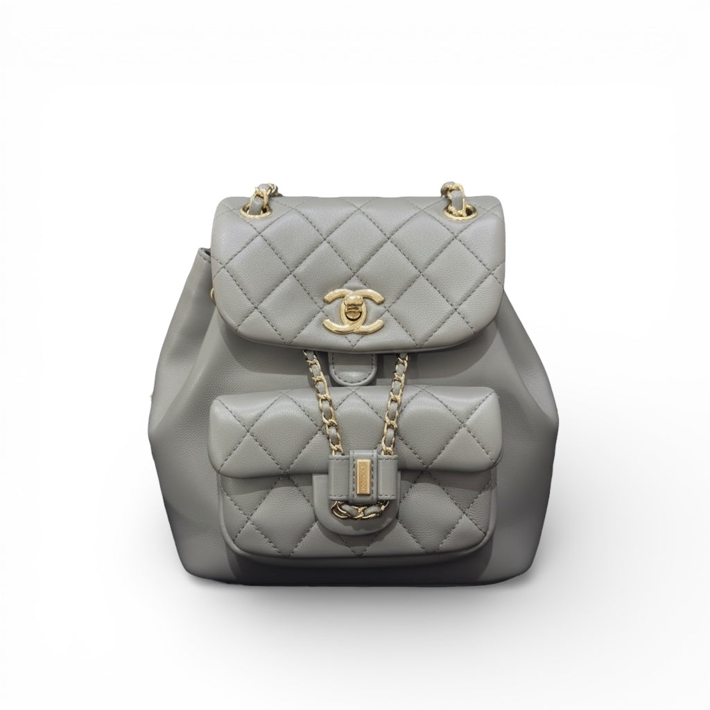 Chanel Mini Duma Backpack – Dove Grey Lambskin Gold-tone Hardware – LeidiDonna Luxe Inc