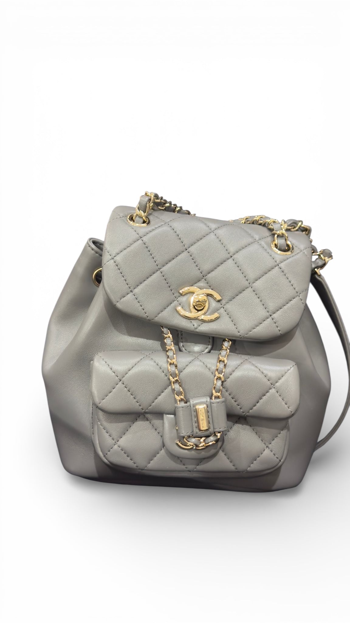 Chanel Mini Duma Backpack – Dove Grey Lambskin Gold-tone Hardware – LeidiDonna Luxe Inc