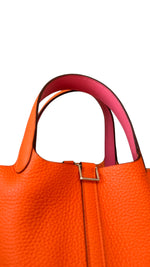 Load image into Gallery viewer, Hermès Picotin Lock 18 Mini – Orange H/Pink Clemence Leather, Palladium Hardware
