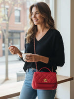 Load image into Gallery viewer, Chanel Business Affinity Small, Strawberry Red Grained Calfskin / Caviar Gold-tone Hardware
