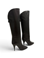 Load image into Gallery viewer, Saint Laurent YSL Koller 110 Tall Boots, Size 37, Black Vitello Leather
