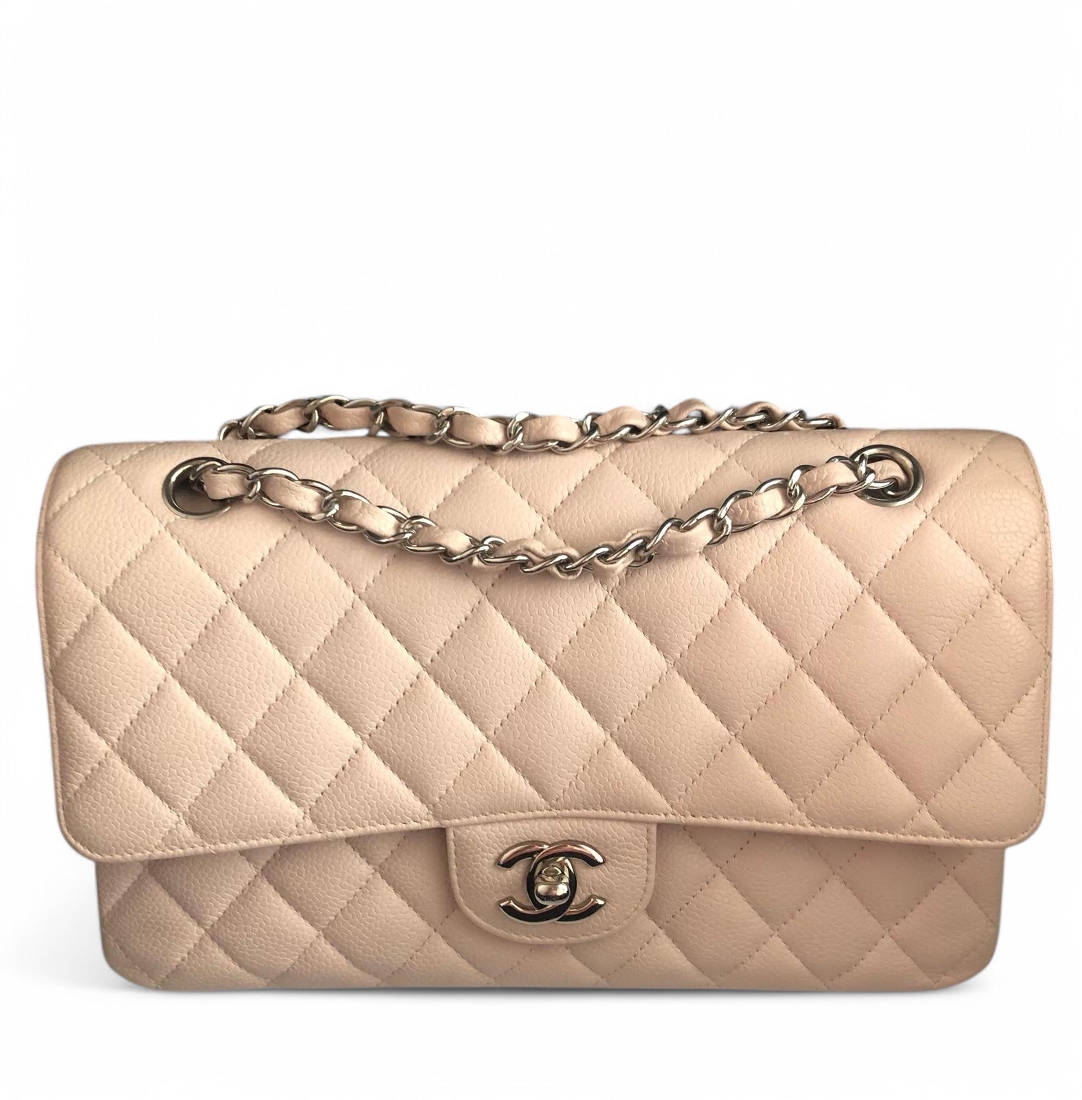 Chanel Timeless Classic Medium Cloud Pink Caviar Silver-tone Hardware M/L