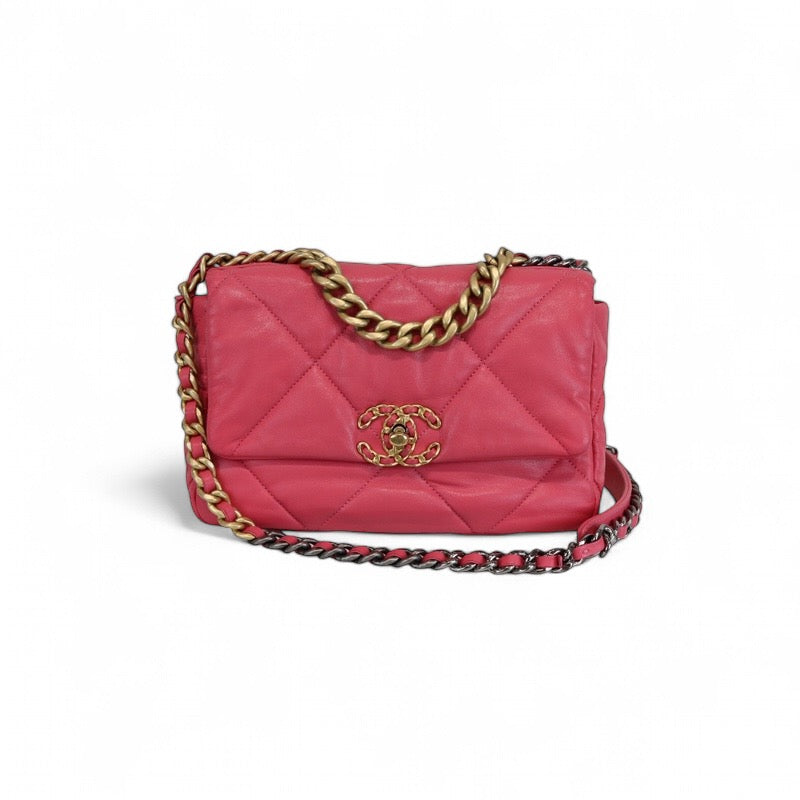 Chanel 19 Small Dark Pink Lambskin Mixed Hardware