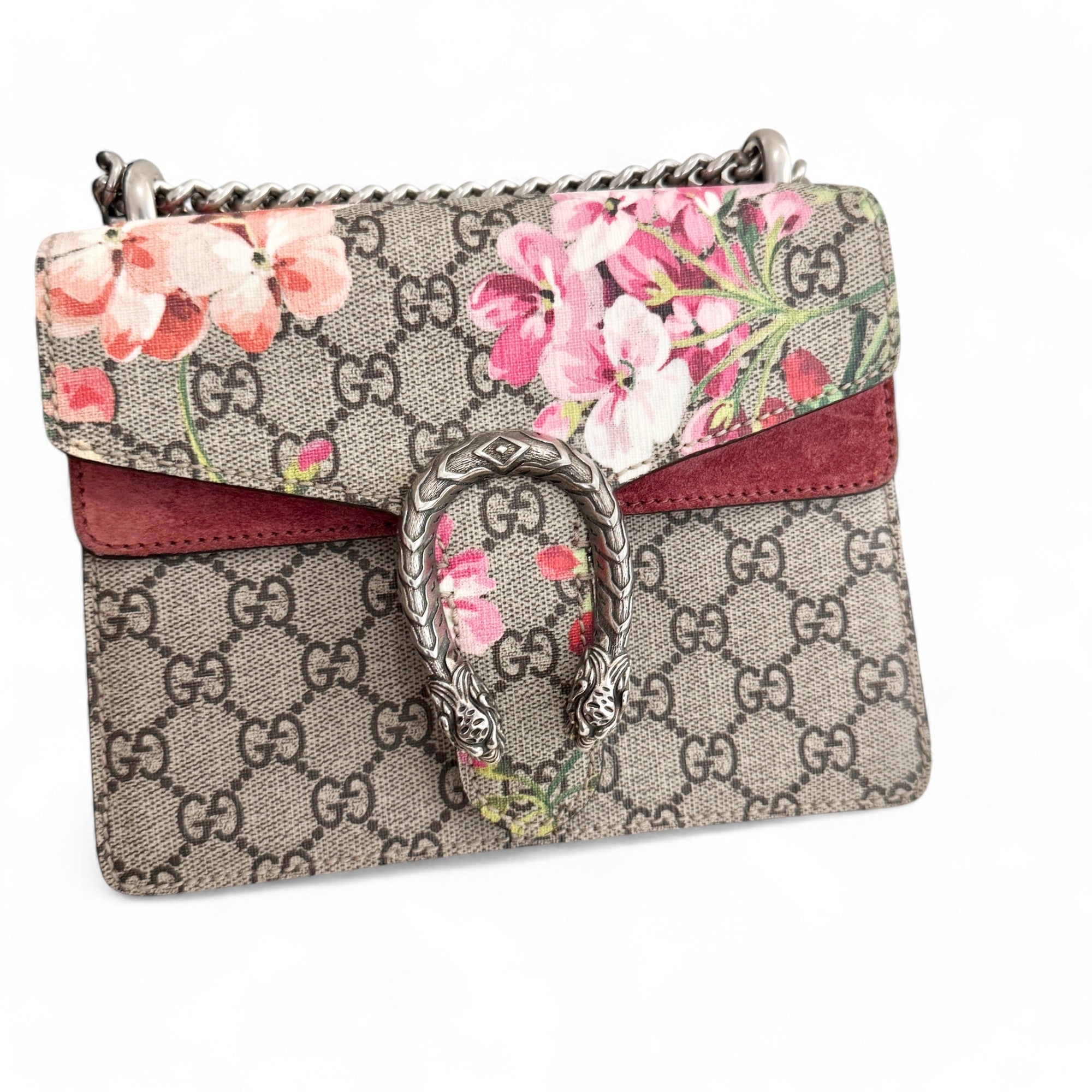 Gucci Dionysus Mini GG Supreme Beige Monogram Rose Blooms LeidiDonna Luxe Inc