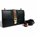 Load image into Gallery viewer, Gucci Sylvie Medium Black Calfskin Gold-tone Hardware
