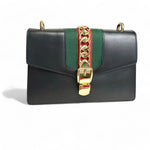 Load image into Gallery viewer, Gucci Sylvie Medium Black Calfskin Gold-tone Hardware
