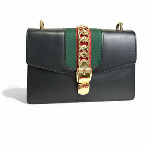 Gucci Sylvie Medium Black Calfskin Gold-tone Hardware