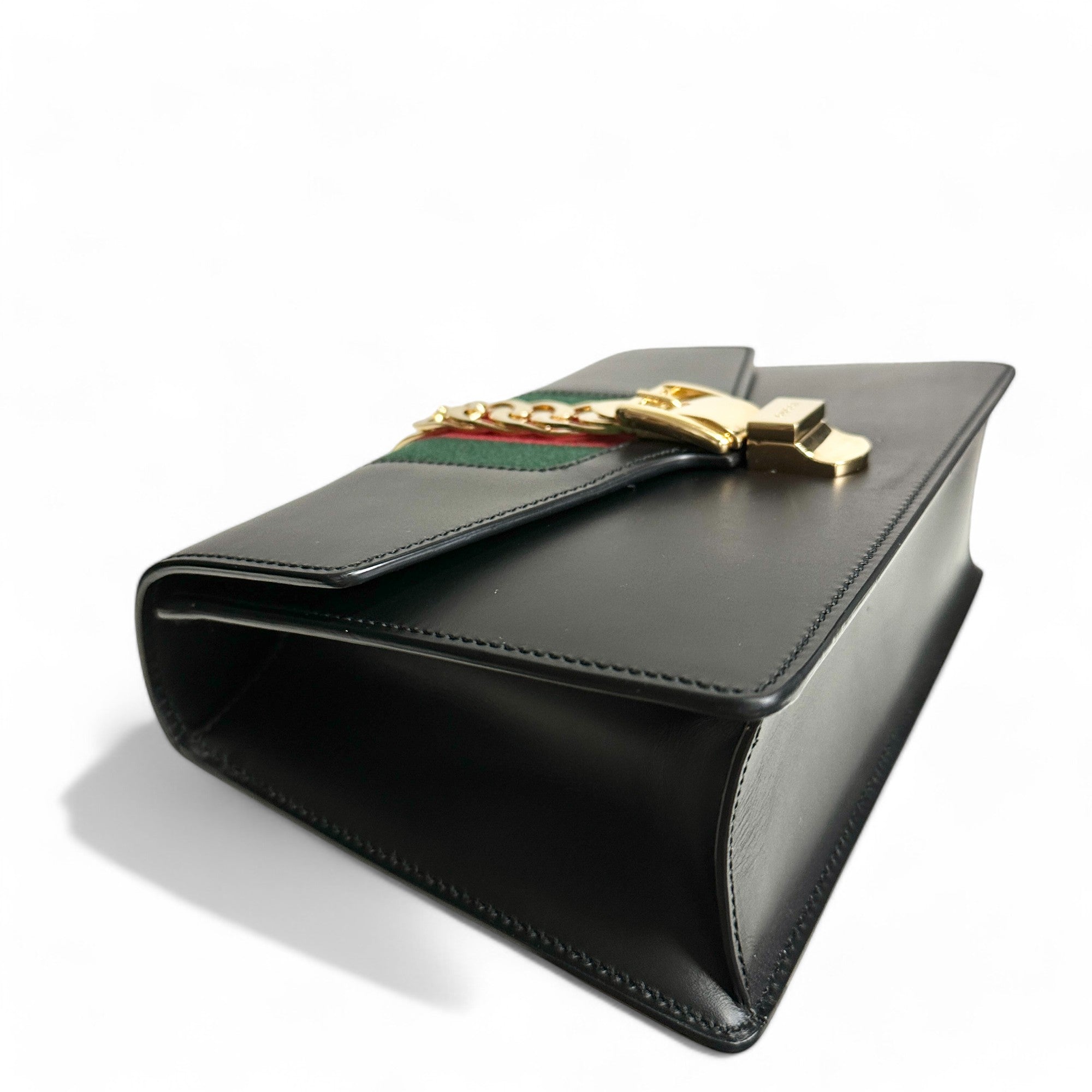 Gucci Sylvie Medium Black Calfskin Gold-tone Hardware