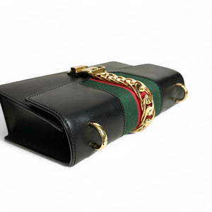 Gucci Sylvie Medium Black Calfskin Gold-tone Hardware