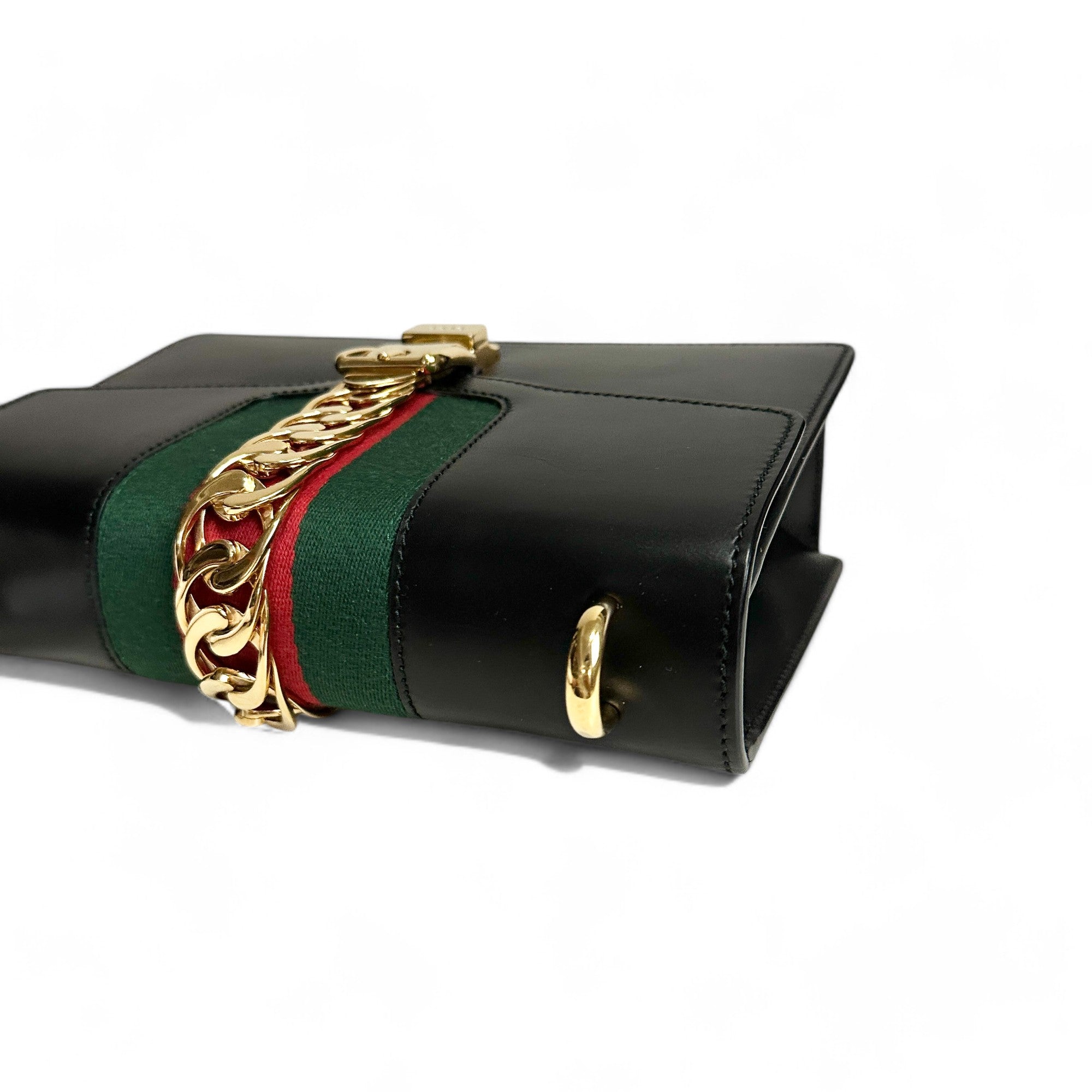 Gucci Sylvie Medium Black Calfskin Gold-tone Hardware