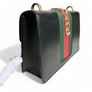 Gucci Sylvie Medium Black Calfskin Gold-tone Hardware