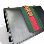 Load image into Gallery viewer, Gucci Sylvie Medium Black Calfskin Gold-tone Hardware
