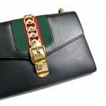 Load image into Gallery viewer, Gucci Sylvie Medium Black Calfskin Gold-tone Hardware
