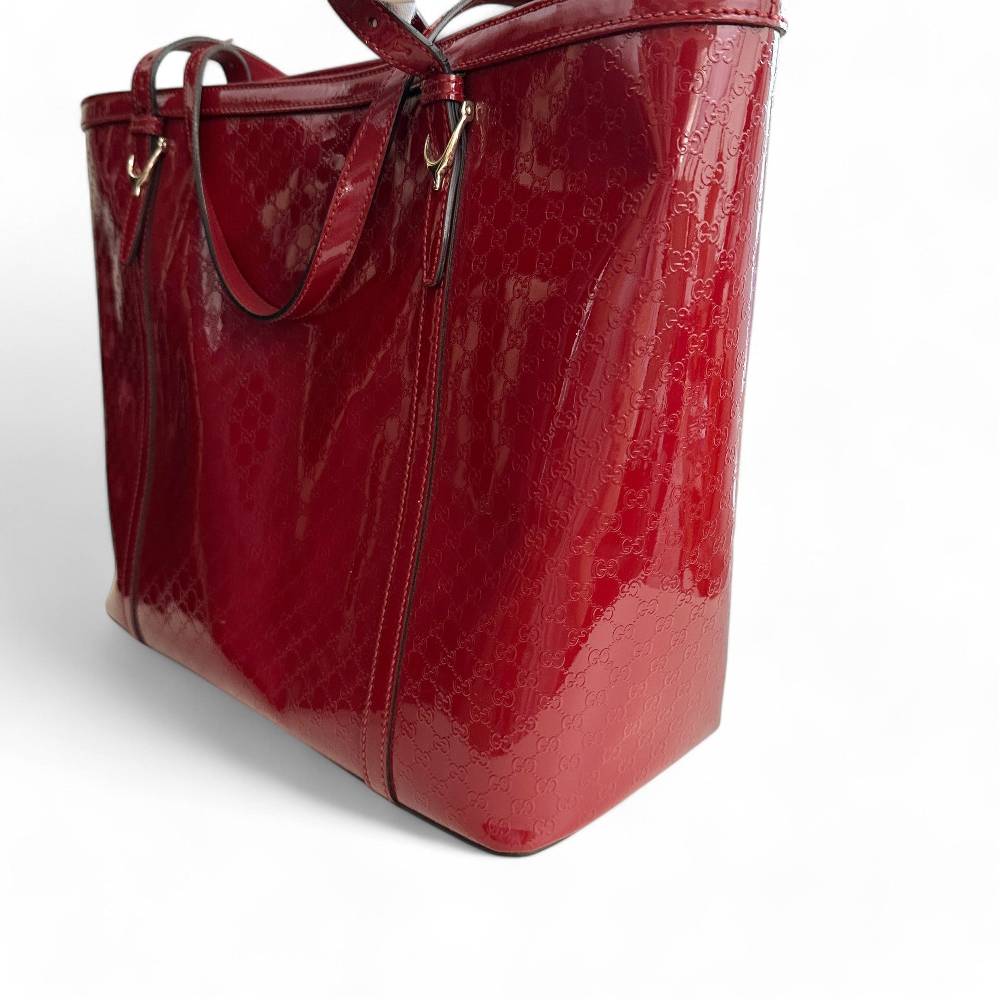 Gucci Microguccissima Medium Nice Tote Apple Red Patent Leather