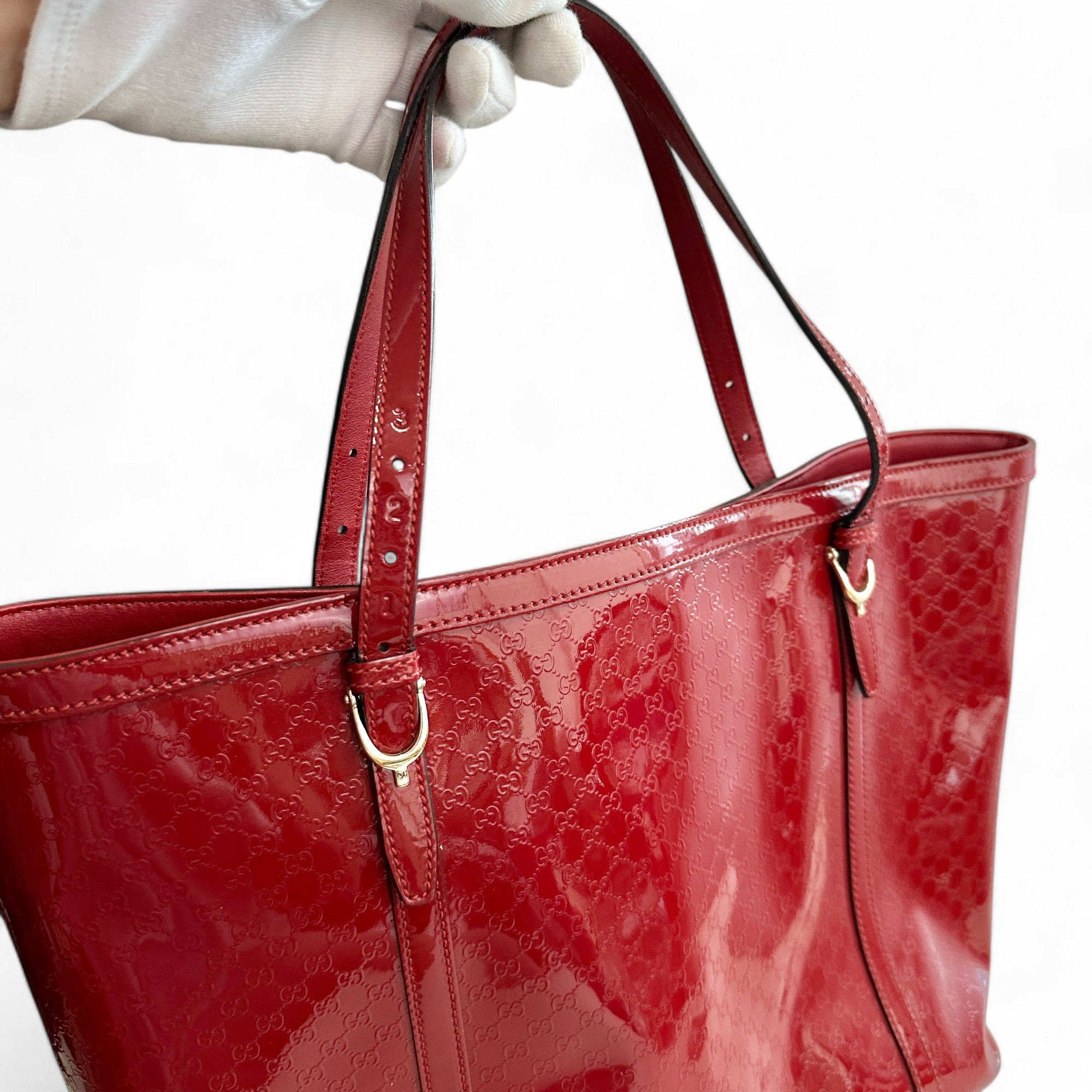 Gucci Microguccissima Medium Nice Tote Apple Red Patent Leather