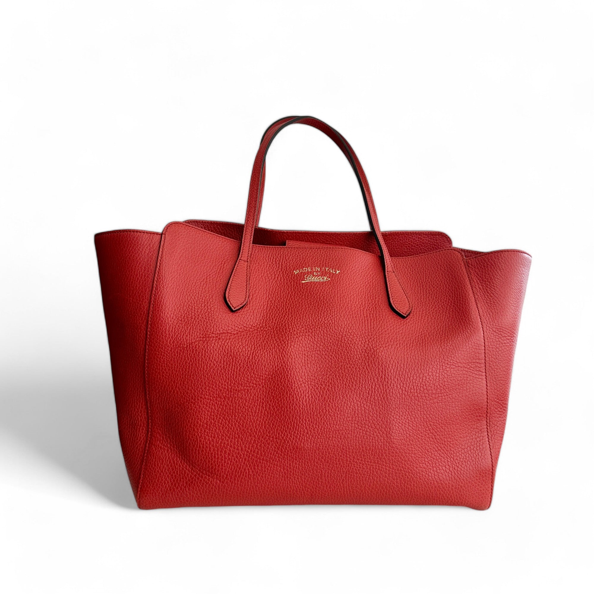 Gucci Swing Tote Medium Red Grained Leather LeidiDonna Luxe Inc