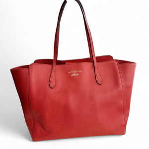 Gucci Swing Tote Medium Red Grained Leather