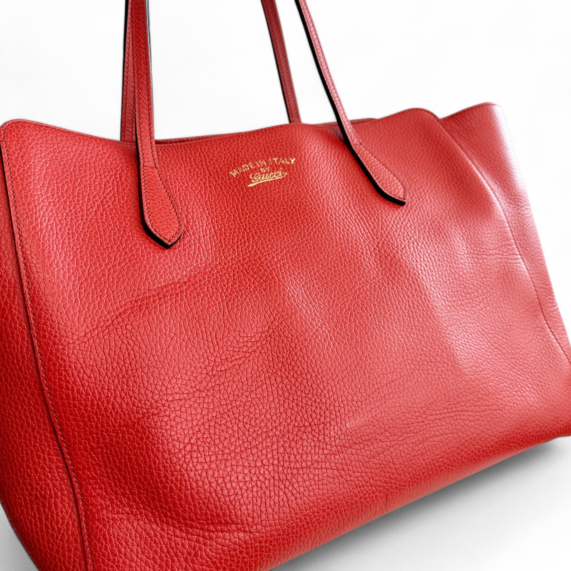 Gucci Swing Tote Medium Red Grained Leather