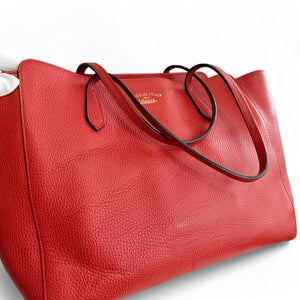 Gucci Swing Tote Medium Red Grained Leather